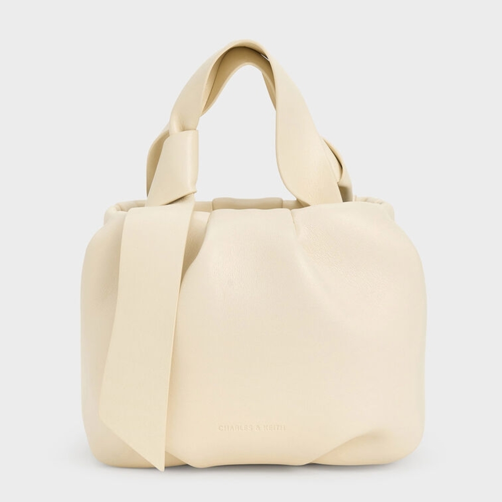 Charles & Keith Toni Knotted Ruched Bag - Chalk